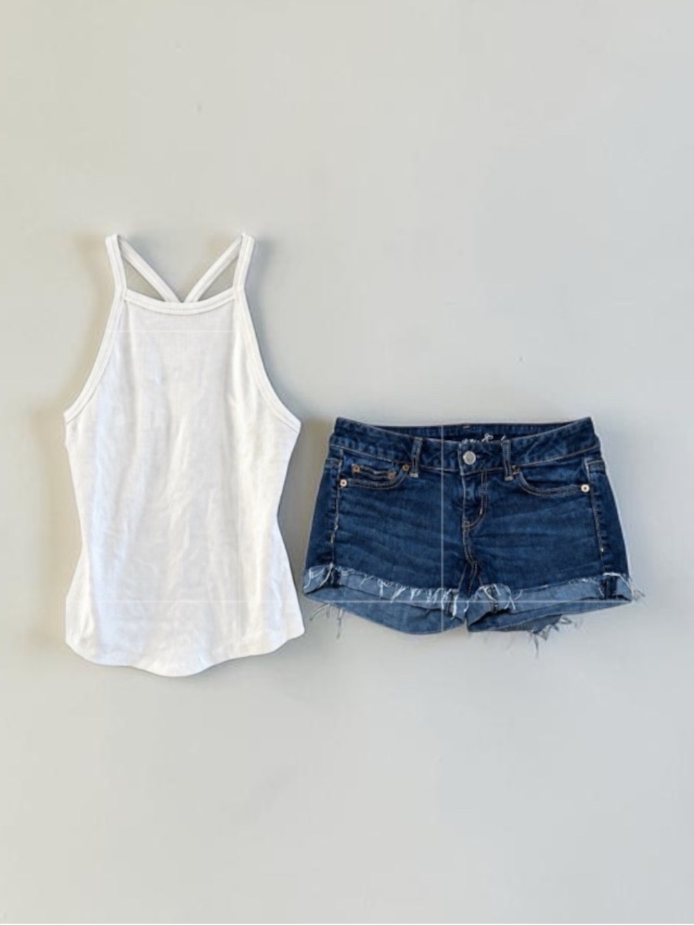 NWT NIA Revolve Halter Tank American Eagle Denim Shorts Outfit S 4